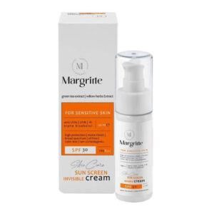 ضدآفتاب کرمی بی رنگ پوست حساس spf 30 مارگریت